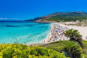 Beautiful sandy beach of Cala Mesquida, Mallorca, Balearic islands, Spain